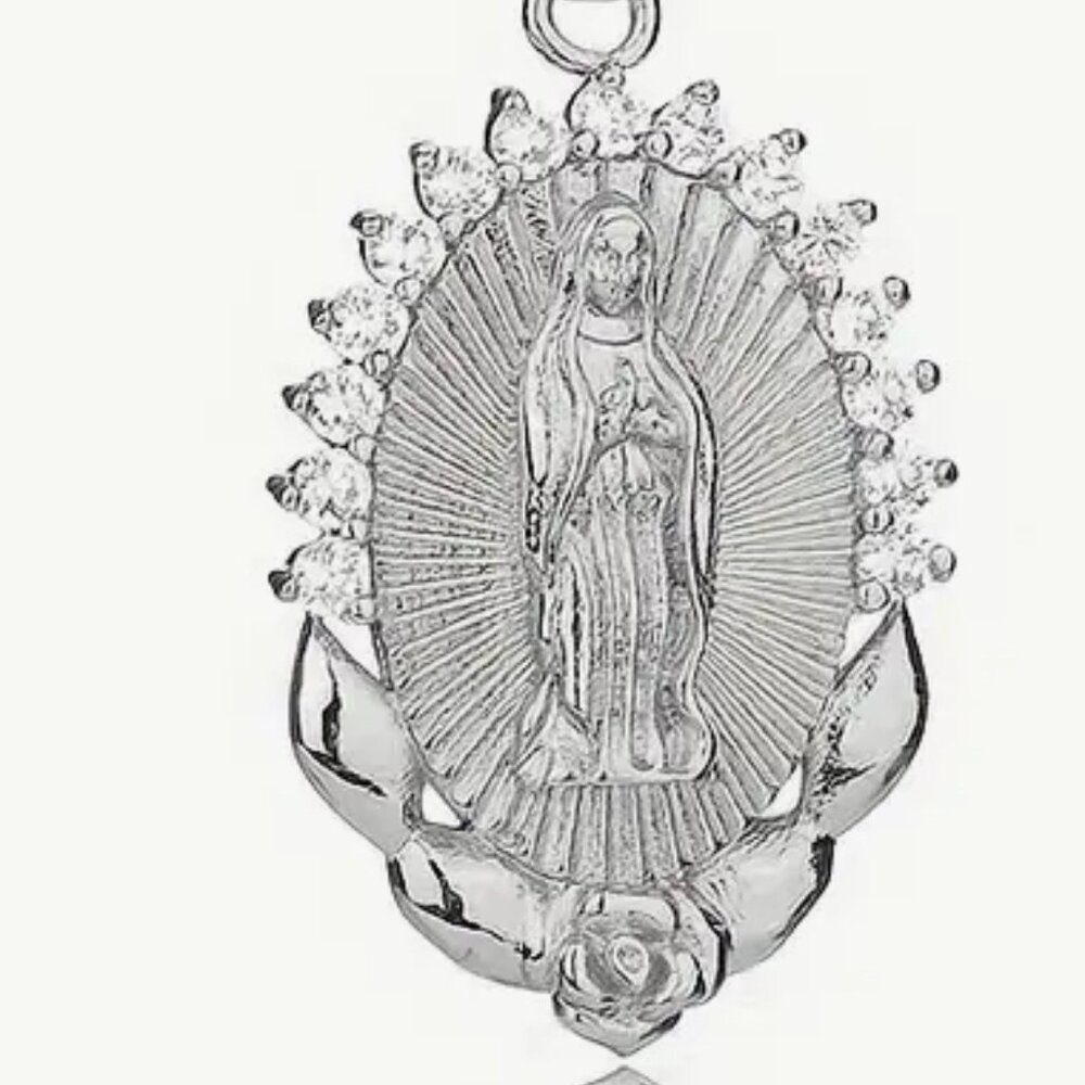 Miraculous Vintage Virgin Mary Pendant With Crystals at the Top Necklace